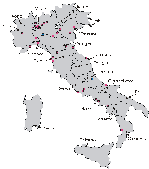 Seleziona nord, centro o sud